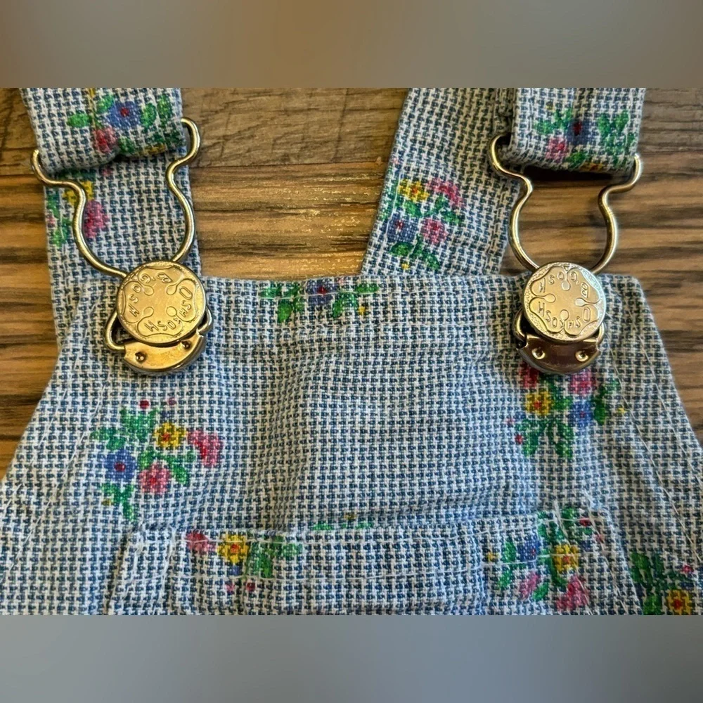 Oshkosh B'Gosh Floral Plaid BlueDress Overall 3T USA Vestbak‎ Jumper Gingham VTG